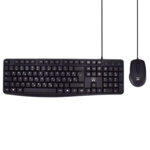 Tipkovnica in miška Ewent Business Combo s tihim tipkami, črna, USB, SLO
