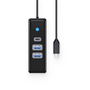 USB-C hub s 3 vhodi, 2x USB-A, 1x USB-C, USB 3.0, 0.15m, črn, ORICO PWC2U-C3-015