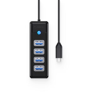 USB-C hub s 4-vhodi, USB 3.0, 0.15m, črn, ORICO PW4U-C3-015