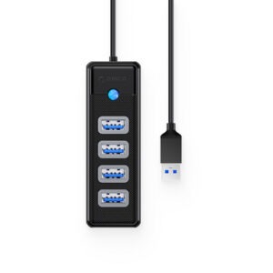 USB hub s 4 vhodi, USB 3.0, 0.15m, črn, ORICO PW4U-U3-015