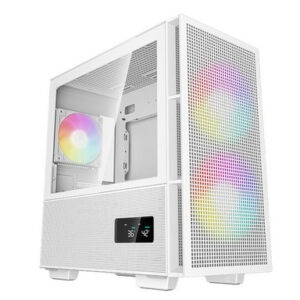 Računalniško ohišje DeepCool CH360 Digital, Micro-ATX, ARGB, LCD, kaljeno steklo, belo