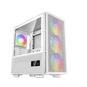 Računalniško ohišje DeepCool CH560 Digital WH, E-ATX, ARGB, LCD, kaljeno steklo, belo