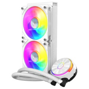 Komplet za tekočinsko hlajenje AIO Liquid Cooler Cooler Master MasterLiquid PL240 Flux, 240mm, ARGB, bel