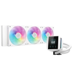 Komplet za tekočinsko hlajenje AIO Liquid Cooler DeepCool MYSTIQUE 360 ARGB, 360mm, LCD, bel