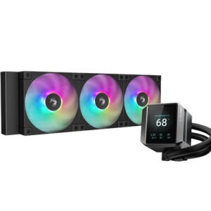 Komplet za tekočinsko hlajenje AIO Liquid Cooler DeepCool MYSTIQUE 360 ARGB, 360mm, LCD, črn