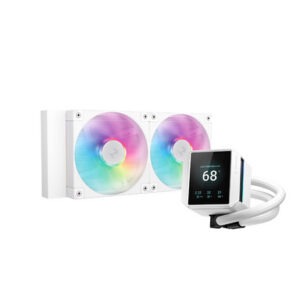 Komplet za tekočinsko hlajenje AIO Liquid Cooler DeepCool MYSTIQUE 240 WH ARGB, 240mm, RGB, LCD, bel