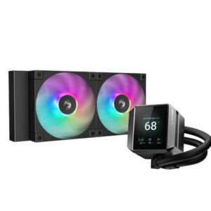 Komplet za tekočinsko hlajenje AIO Liquid Cooler DeepCool MYSTIQUE 240 ARGB, 240mm, RGB, LCD, črn
