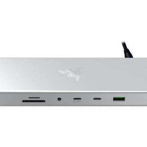 Priključna postaja USB-C Razer USB 4 Dock Mercury, 14 v 1, 5xUSB-A, 3xUSB-C, HDMI, DP,  RJ45, AUX, mSD/SD, srebrna