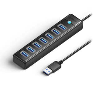 USB hub s 7 vhodi, USB 3.0, 1m, črn, ORICO PW7U-U3