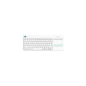 Brezžična tipkovnica Logitech K400 Plus Wireless Touch bela (Unifying, SLO gravura)