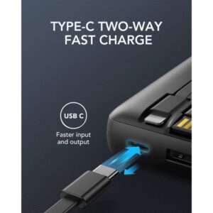 VEGER prenosna baterija z vgrajenimi kabli C20 20000 mAh, črna