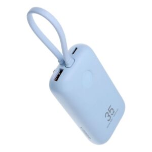 VEGER prenosna baterija z vgrajenimi kabli 10000 mAh, modra