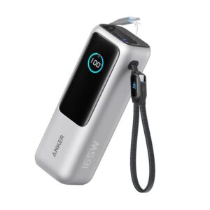 Anker Powerbank 25000 mAh z vgrajenim kablom USB-C, 165W, srebrn