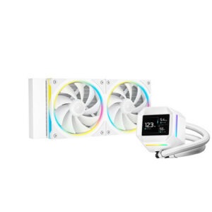 Komplet za tekočinsko hlajenje AIO Liquid Cooler DeepCool LM240 WH, 240mm, LCD, ARGB, bel