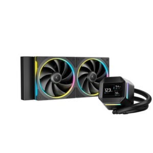 Komplet za tekočinsko hlajenje AIO Liquid Cooler DeepCool LM240, 240mm, LCD, ARGB, črn
