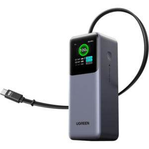 Ugreen prenosna polnilna baterija 20.000mAh, 165W s pametnim digitalnim zaslonom in vgrajenim kablom