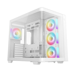 Računalniško ohišje DeepCool CG530U 4F WH, ATX, Midi-Tower, ARGB, ukrivljeno steklo, belo
