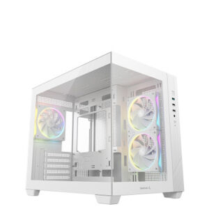 Računalniško ohišje DeepCool CG330 3F WH, micro-ATX, kaljeno steklo, belo
