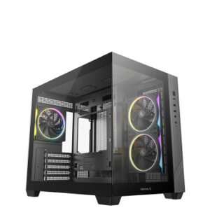 Računalniško ohišje DeepCool CG330 3F, micro-ATX, kaljeno steklo, črno