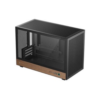 Računalniško ohišje DeepCool CH260 WOOD, Micro-ATX, kaljeno steklo, črno